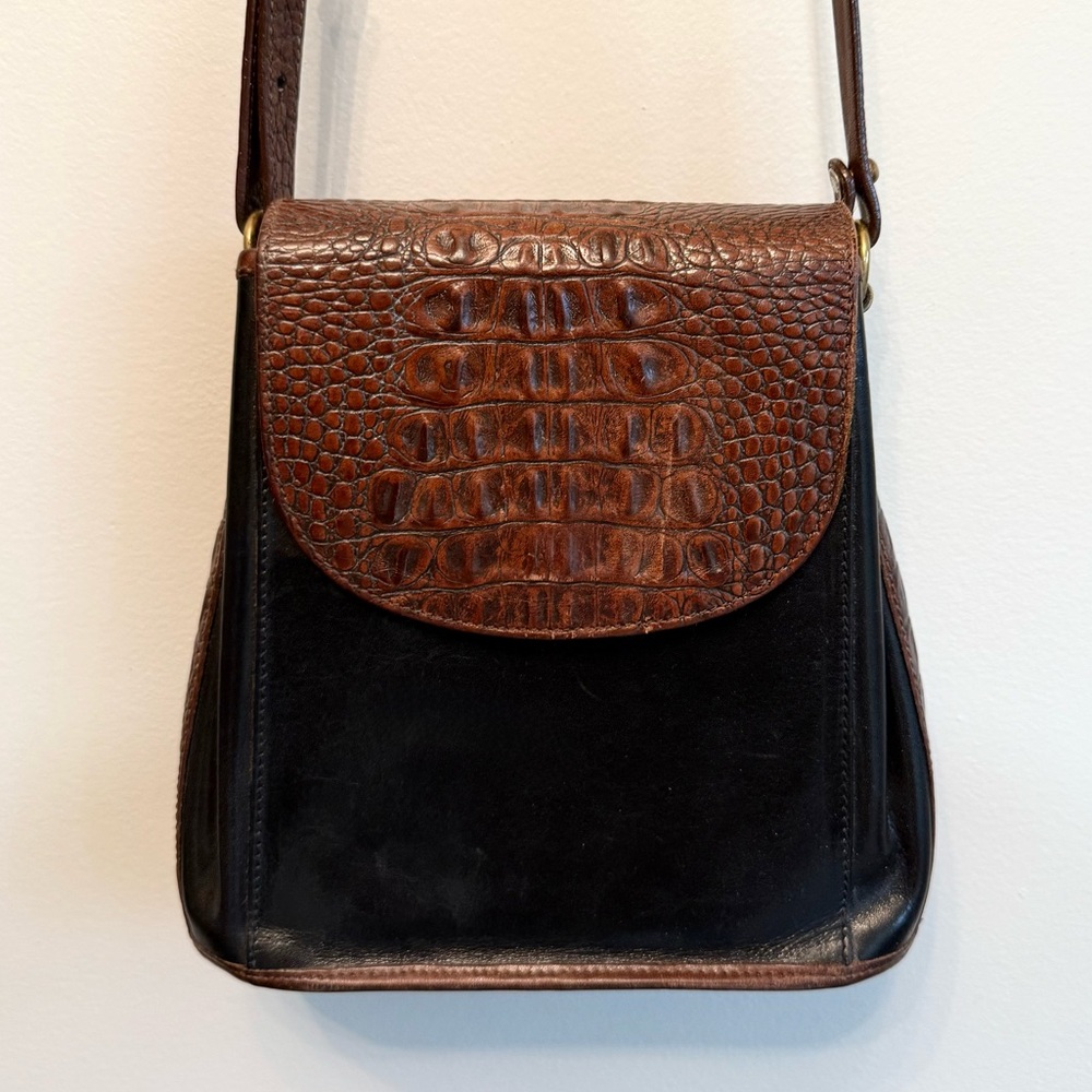 Vintage Black & Brown Alligator Leather Crossbody